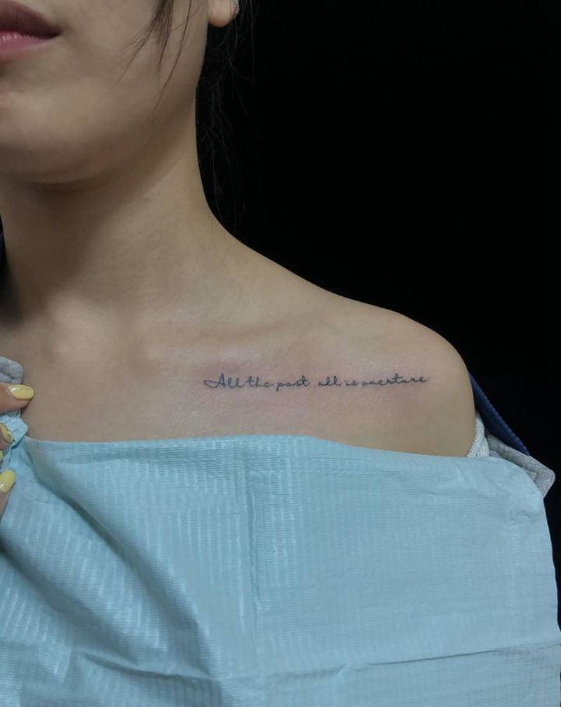 锁骨英文纹身图片_胸部新传统纹身图案