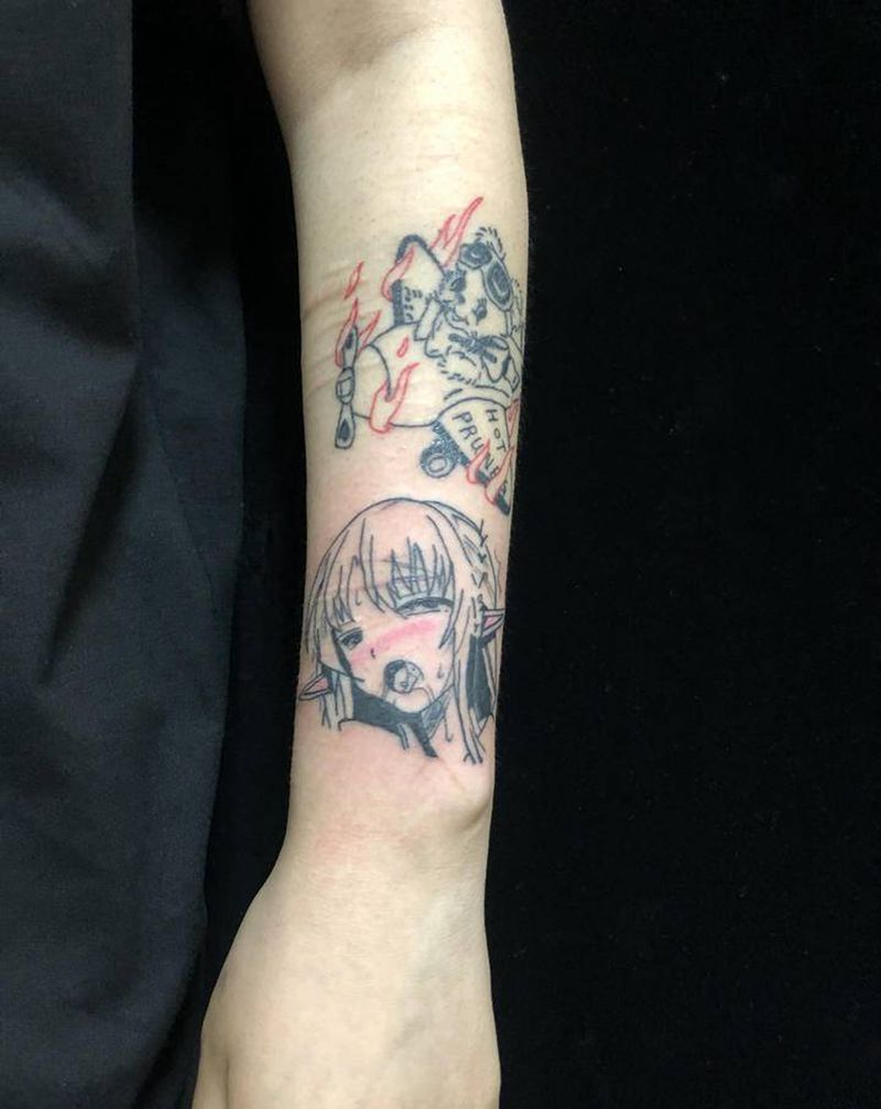 小臂动画纹身图片_手臂新传统纹身图案