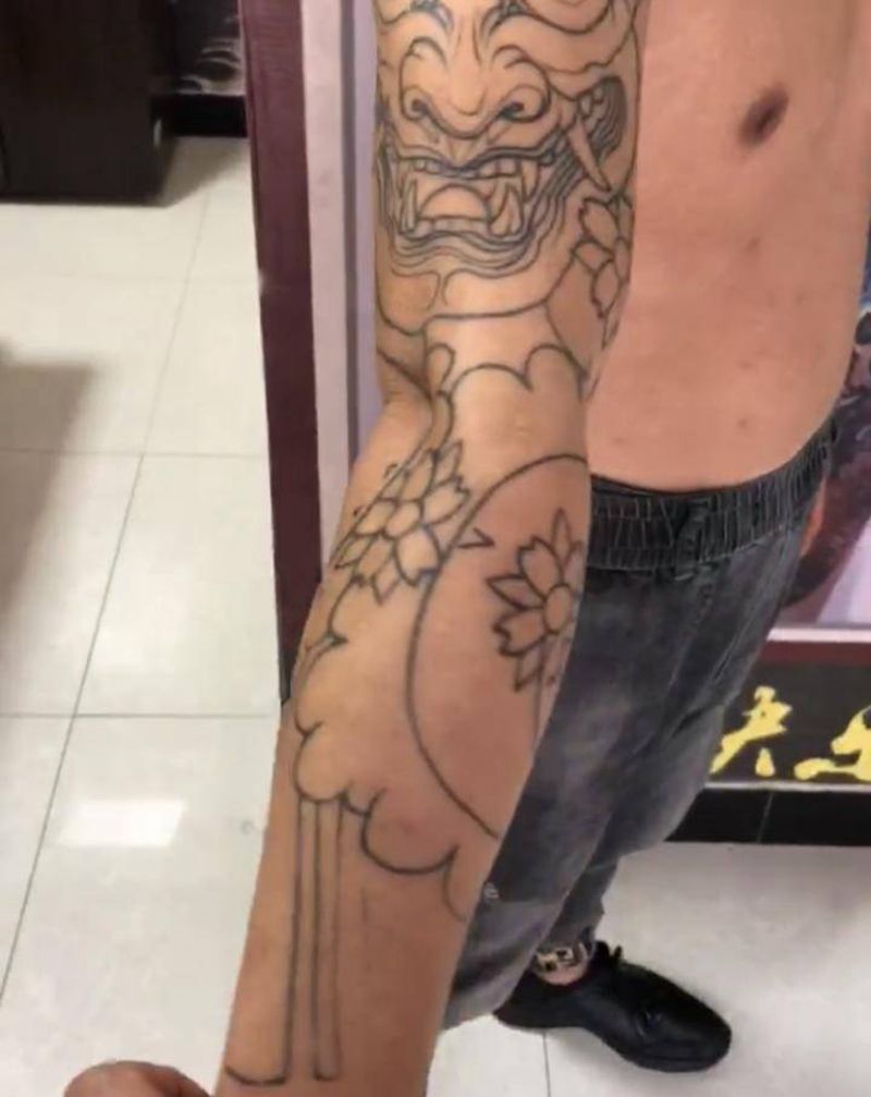 老传统般若花臂（未完）纹身图片_手臂老传统纹身图案