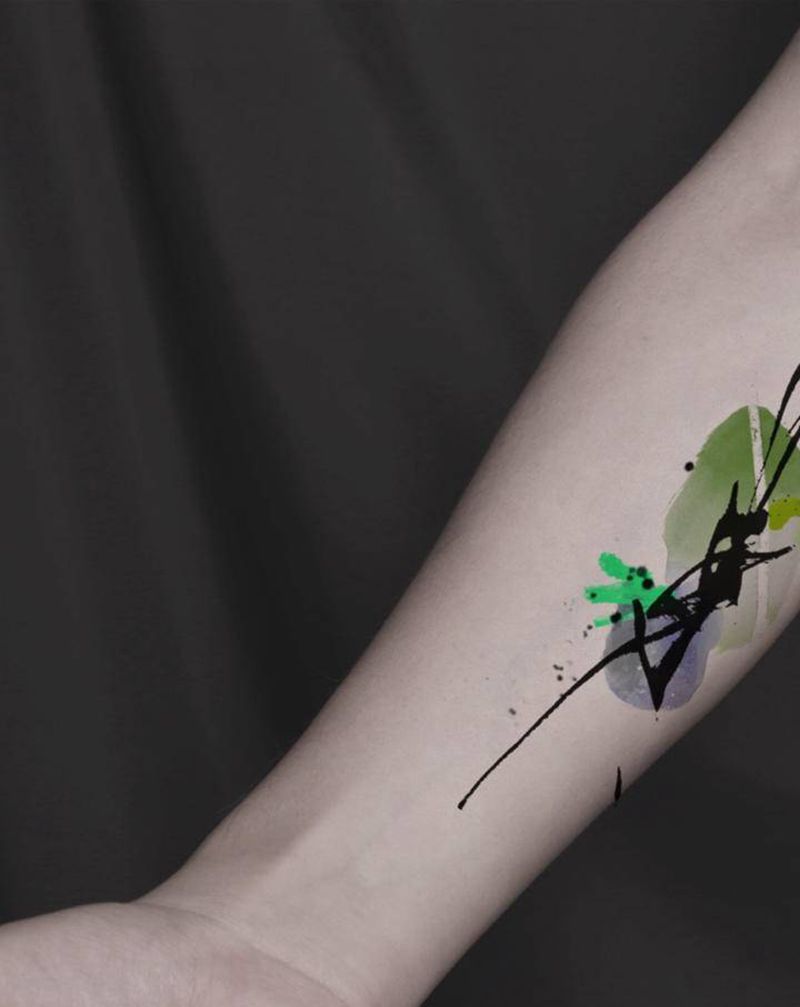 《美》纹身图片_手臂腿部水墨水彩小清新彩色水彩纹身图案