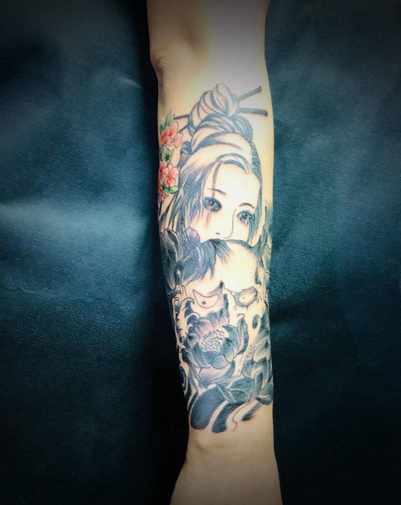 般若艺妓纹身图片_手臂新传统纹身图案