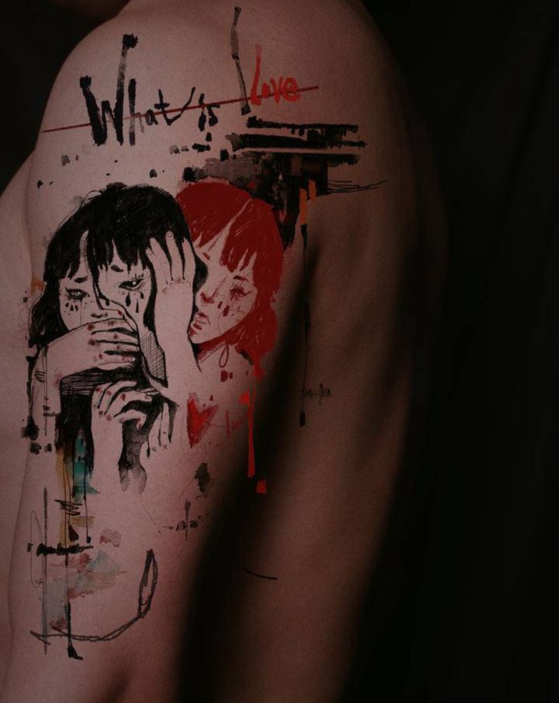 【我】纹身图片_手臂表现主义纹身图案