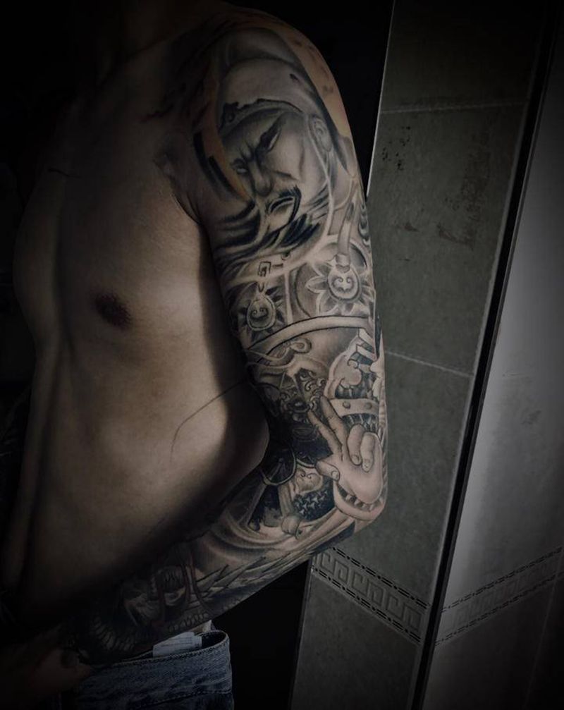 关云长纹身图片_手臂新传统纹身图案