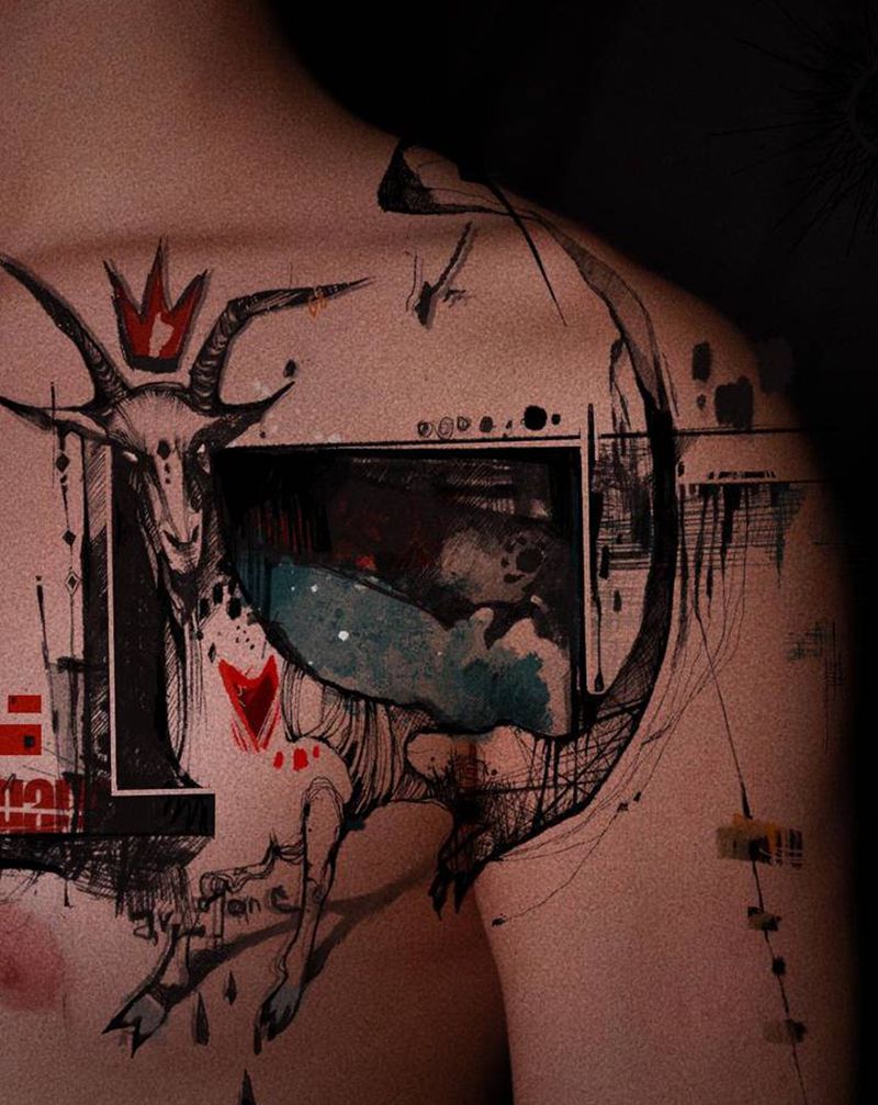 【傲慢】纹身图片_胸部表现主义纹身图案