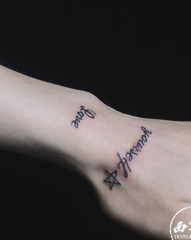 英文纹身图片_手部纹身图案