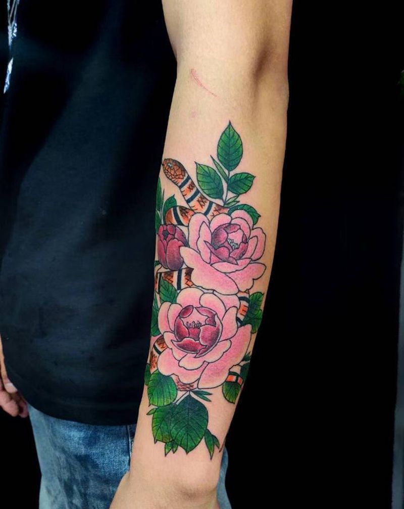 花纹身图片_手臂纹身图案