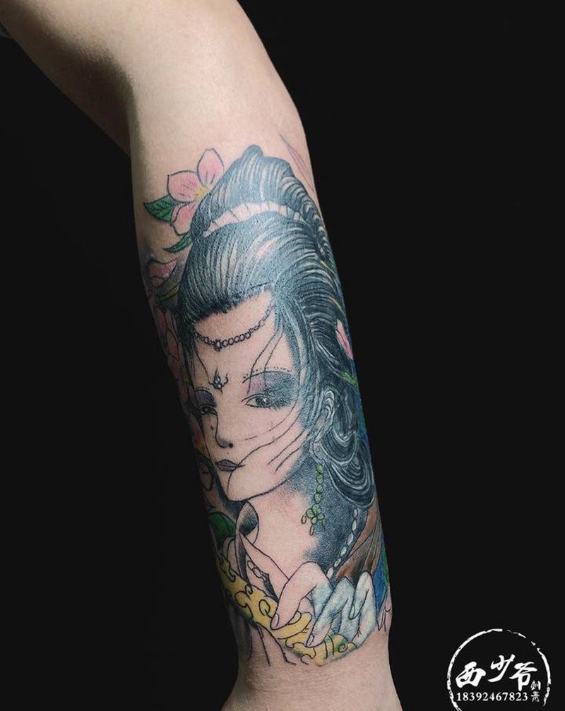艺妓遮盖纹身图片_手臂纹身图案