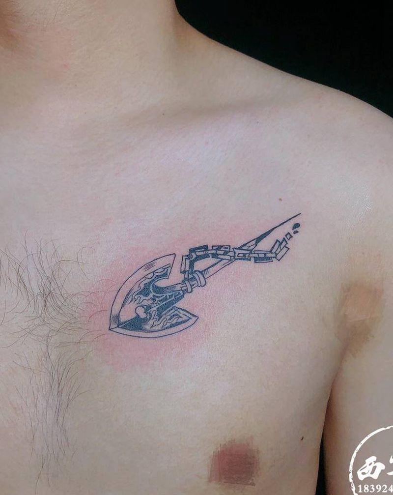 箭纹身图片_胸部纹身图案