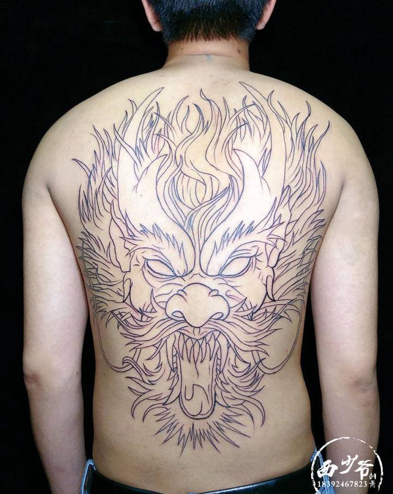 满背龙头(未完w)纹身图片_背部纹身图案