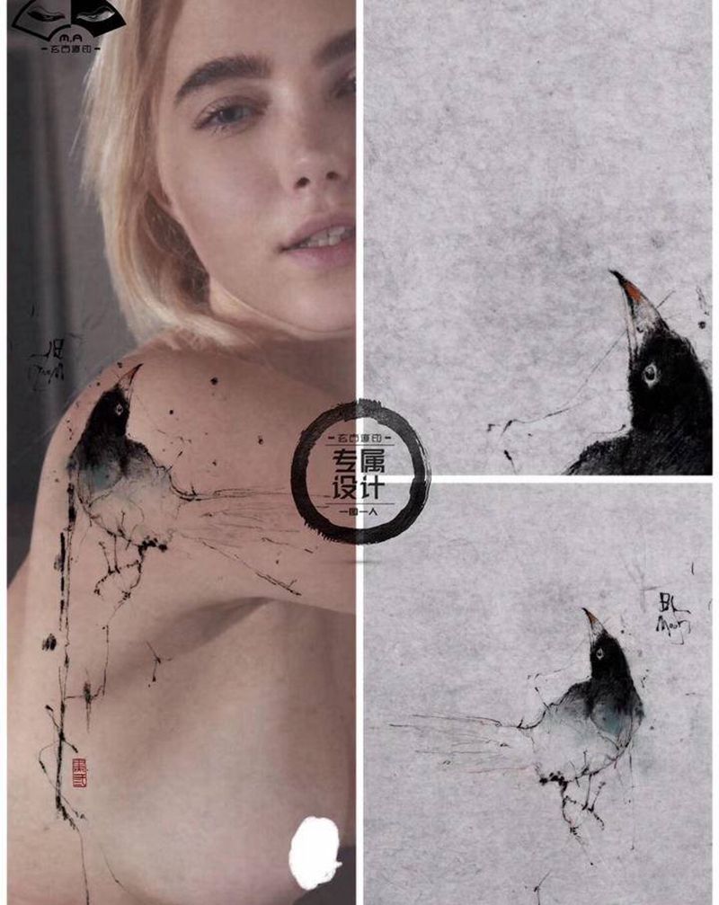 【BLmoon】纹身图片_手臂腿部水彩水墨纹身图案