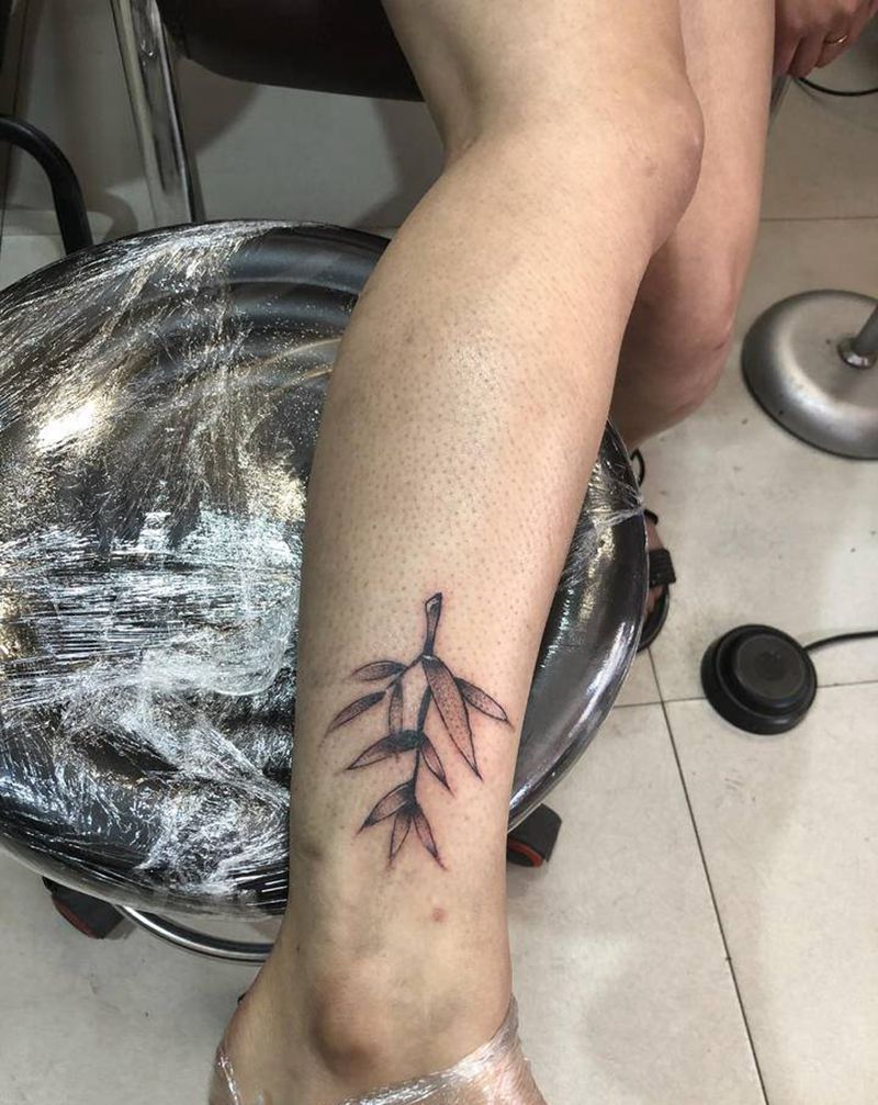 原创竹纹身图片_腿部纹身图案