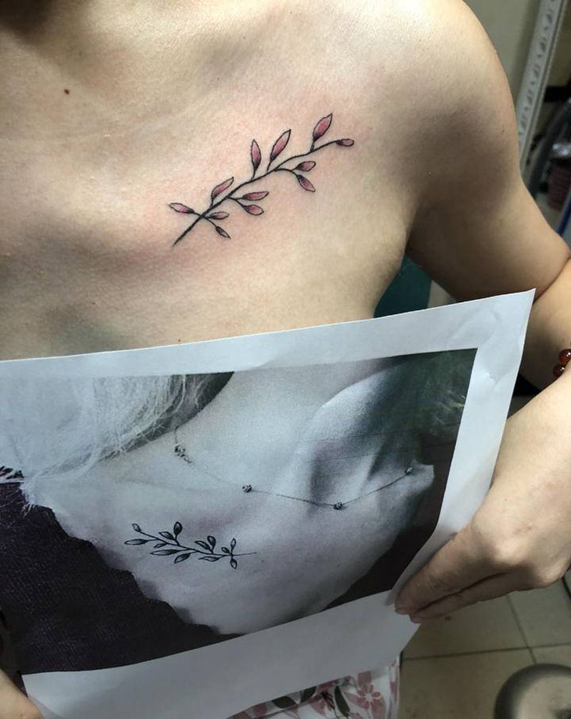 小清新纹身图片_颈部纹身图案