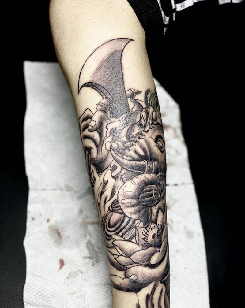 象神纹身图片_手臂腿部新传统老传统纹身图案