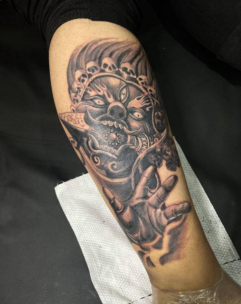 大黑天纹身图片_手臂腿部新传统老传统纹身图案