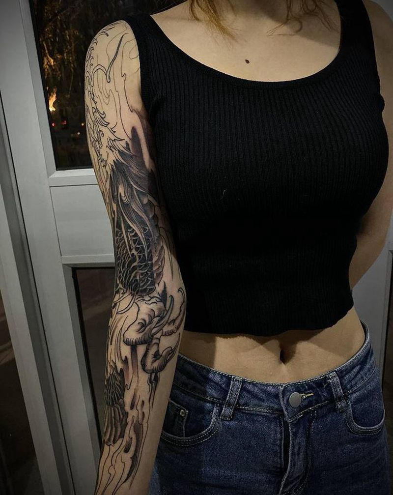 花臂纹身图片_手臂腿部新传统老传统纹身图案