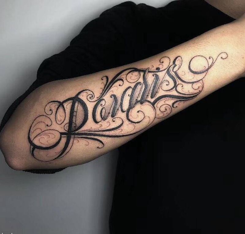 花体字纹身纹身图片_手臂花体字纹身图案