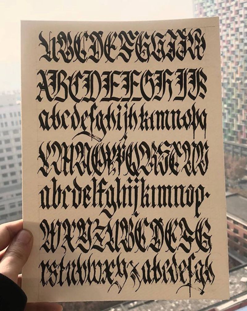 哥特艺术纹身图片_背部手臂花体字字体 哥特纹身图案