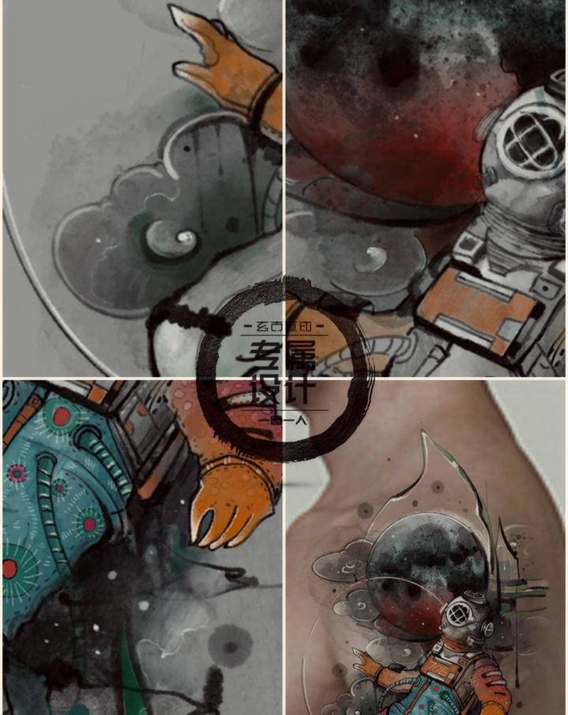【探索】已定纹身图片_腿部手臂水墨水彩纹身图案
