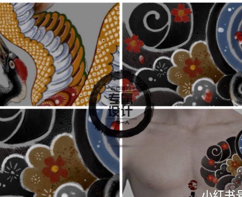 半甲已定纹身图片_手臂腿部水墨纹身图案