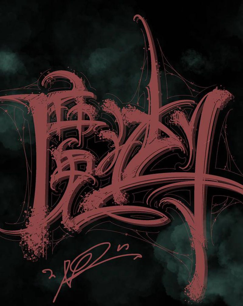 暗黑花体汉字练习·（看图猜字）纹身图片_手部花体字汉字字体暗黑纹身图案