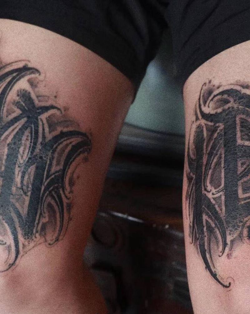 暗黑花体字纹身纹身图片_腿部手臂花体字Old School花体字暗黑花体字原创纹身图案