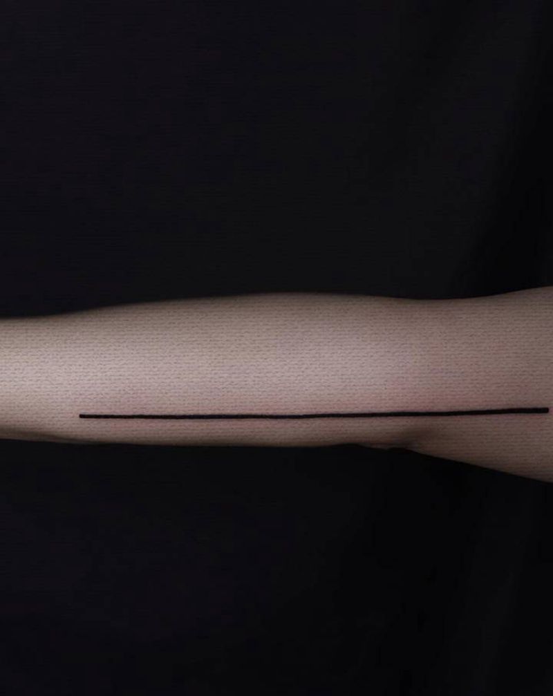 曲线和直线纹身图片_手臂背部艺术纹身图案