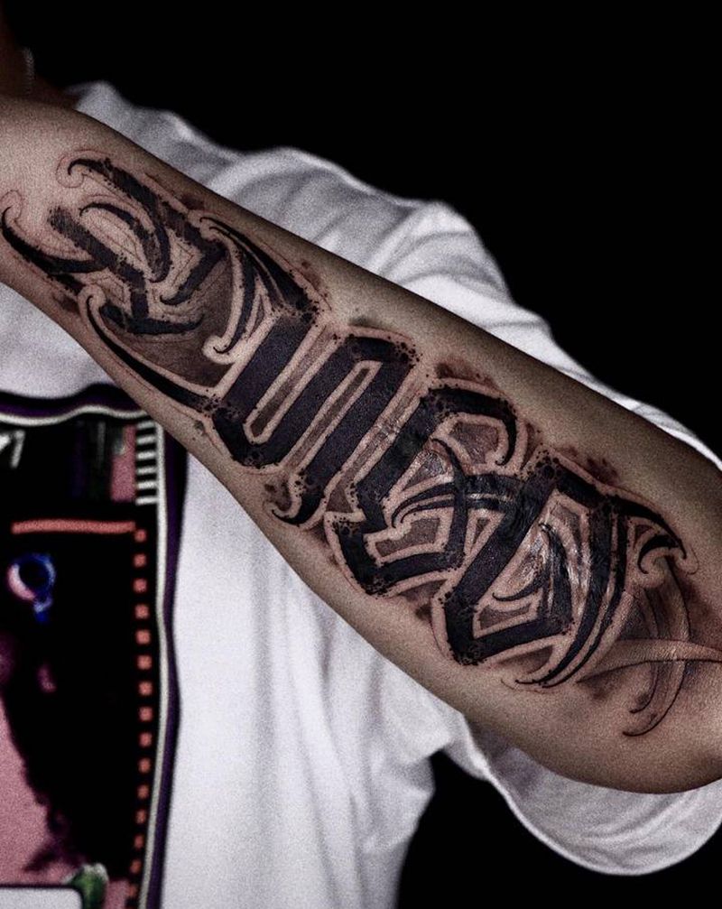 原创暗黑花体字纹身纹身图片_手部手臂花体字Old School花体字暗黑花体字原创纹身图案