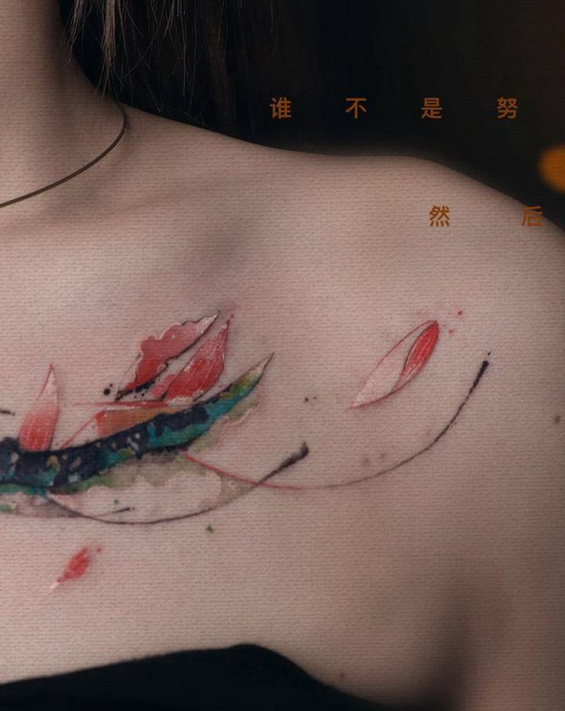 【遮盖设计】纹身图片_肩部水墨纹身图案