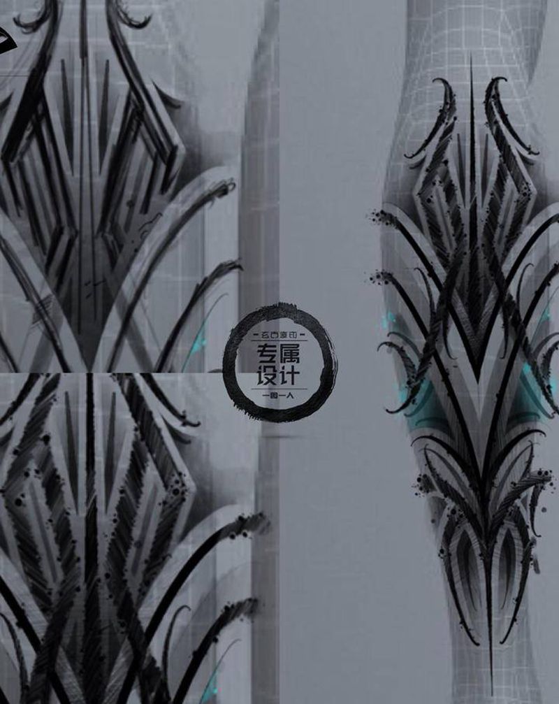 原创暗黑花体字纹身图片_腿部花体字Old School原创花体字纹身图案