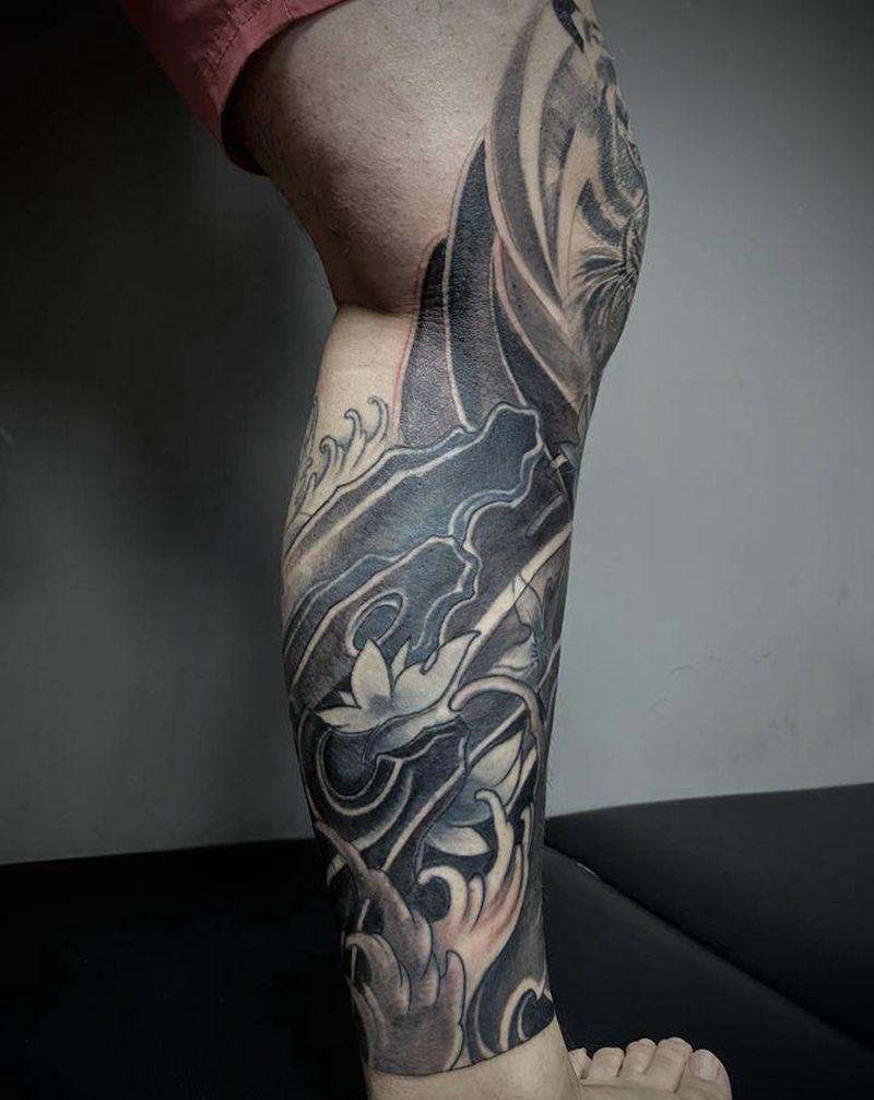 毁皮遮盖纹身图片_手臂腿部新传统纹身图案