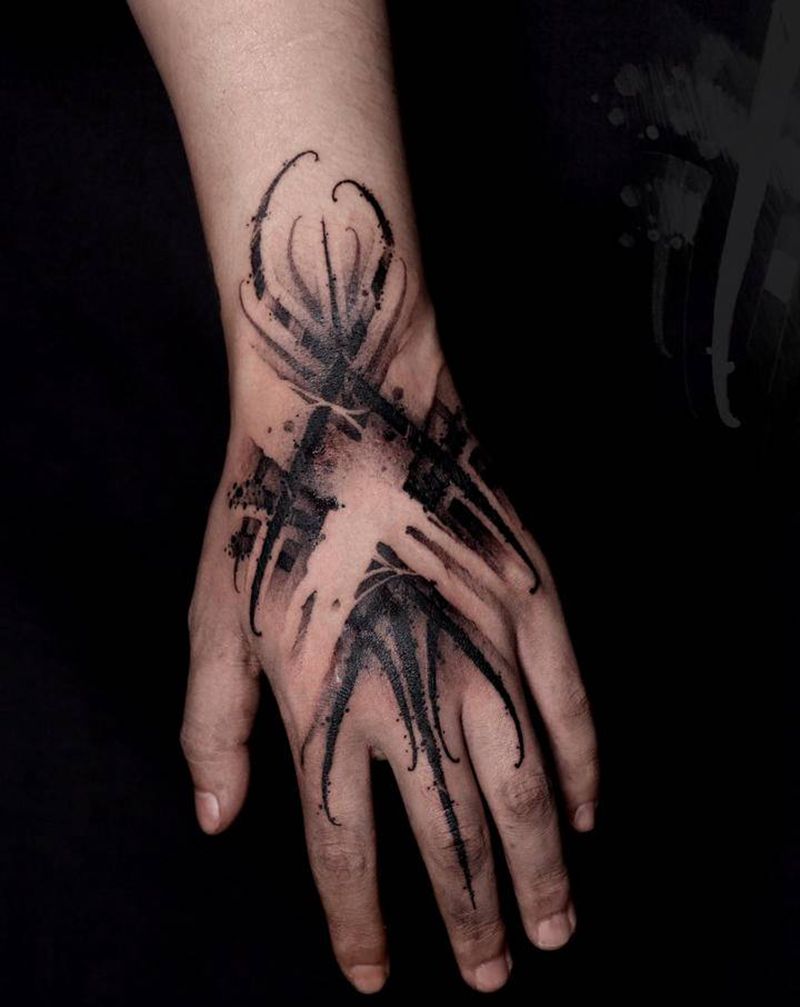 原创暗黑花体字纹身纹身图片_手臂手部花体字New School暗黑花体字原创纹身图案
