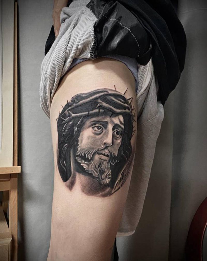 耶稣纹身图片_欧美写实纹身图案