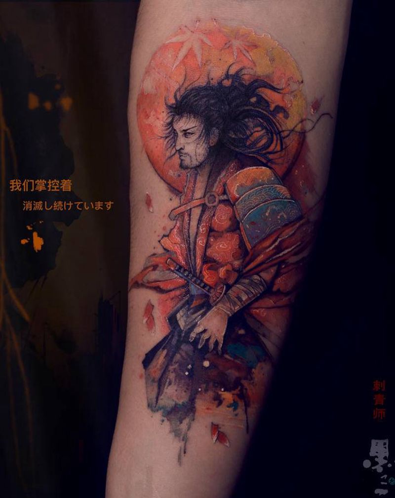 【掌控】纹身图片_手臂水墨纹身图案