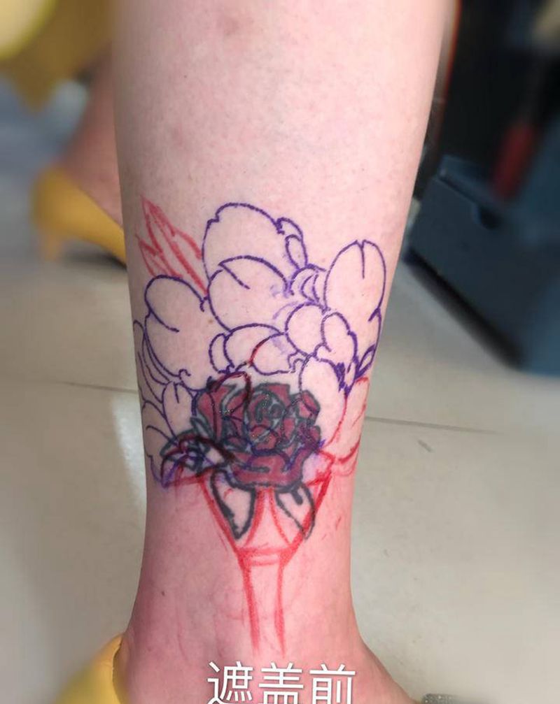 遮盖顾客失败纹身纹身图片_腿部纹身图案