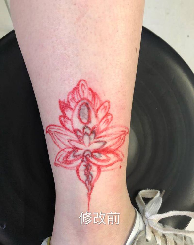 顾客失败纹身手绘修改纹身图片_腿部纹身图案