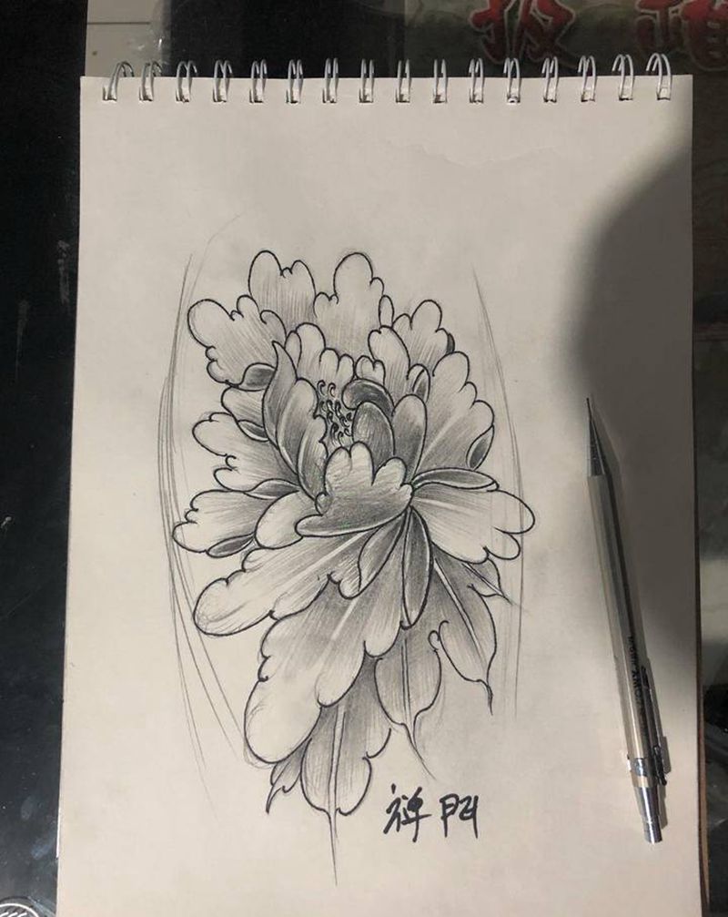 大臂内侧牡丹原创设计纹身图片_手臂纹身图案