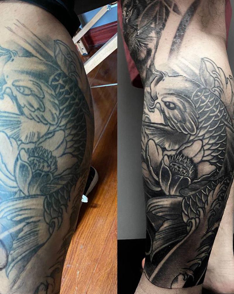 修改遮盖纹身图片_腿部新传统纹身图案