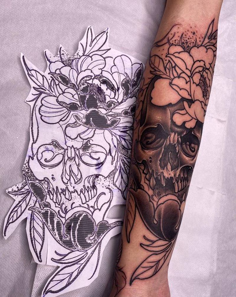 骷髅纹身图片_手臂纹身图案
