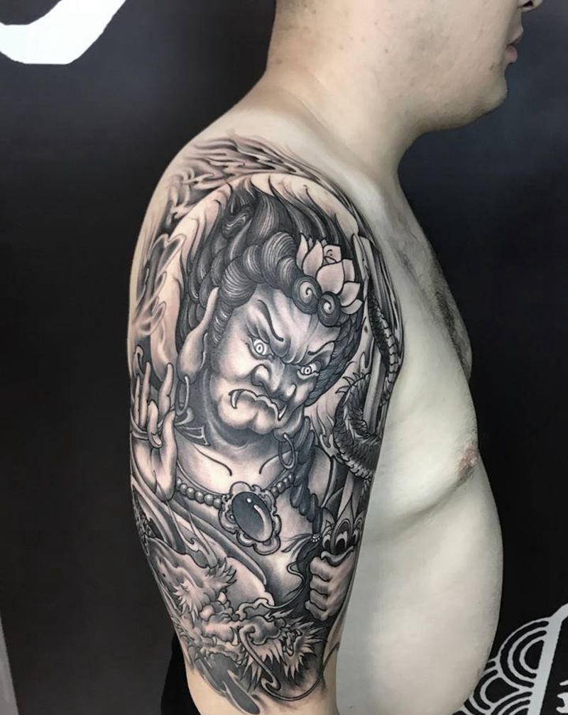 不动冥王纹身图片_手臂新传统纹身图案