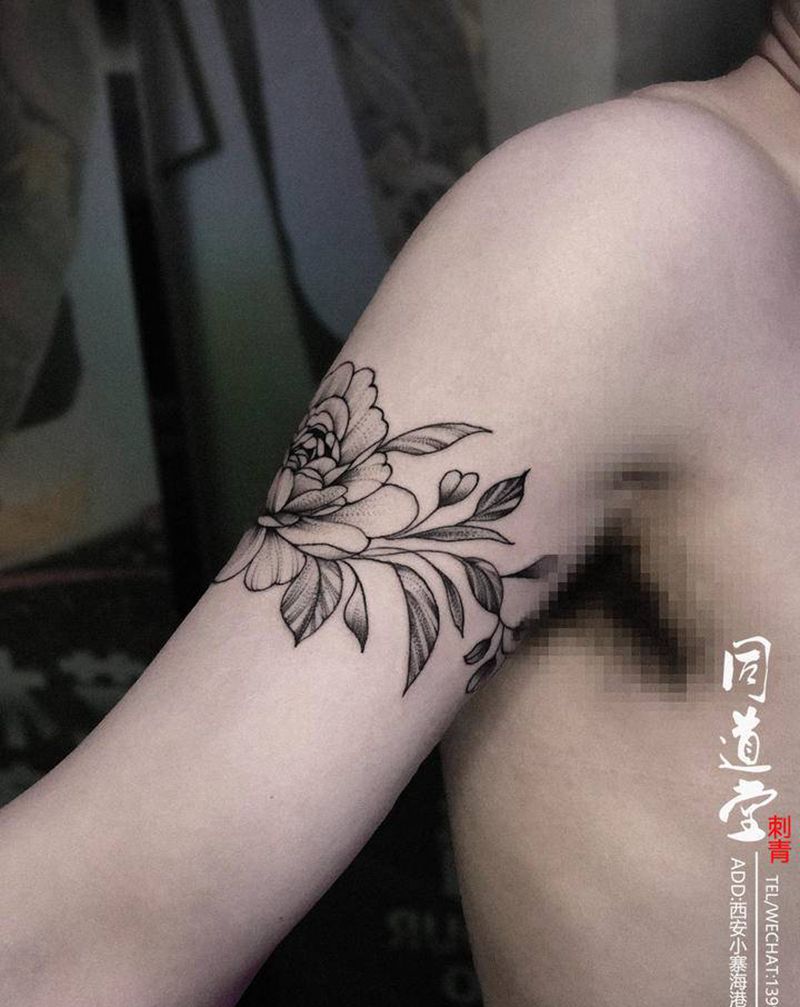 素花纹身纹身图片_手臂点刺纹身图案