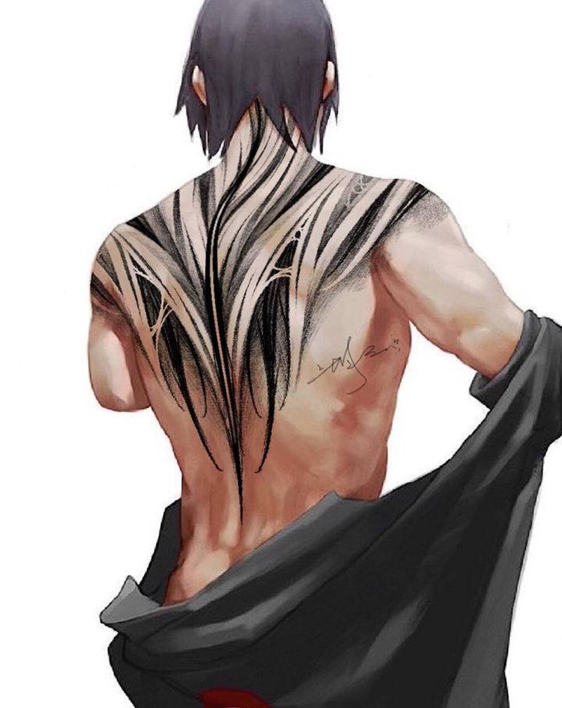 背部暗黑图腾作品纹身图片_背部花体字图腾原创暗黑花体字纹身图案