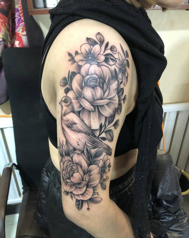 素花纹身图片_手臂纹身图案