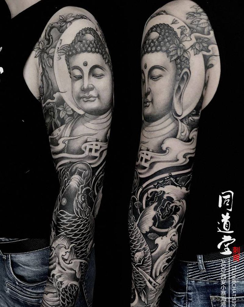 佛像纹身纹身图片_手臂新传统纹身图案