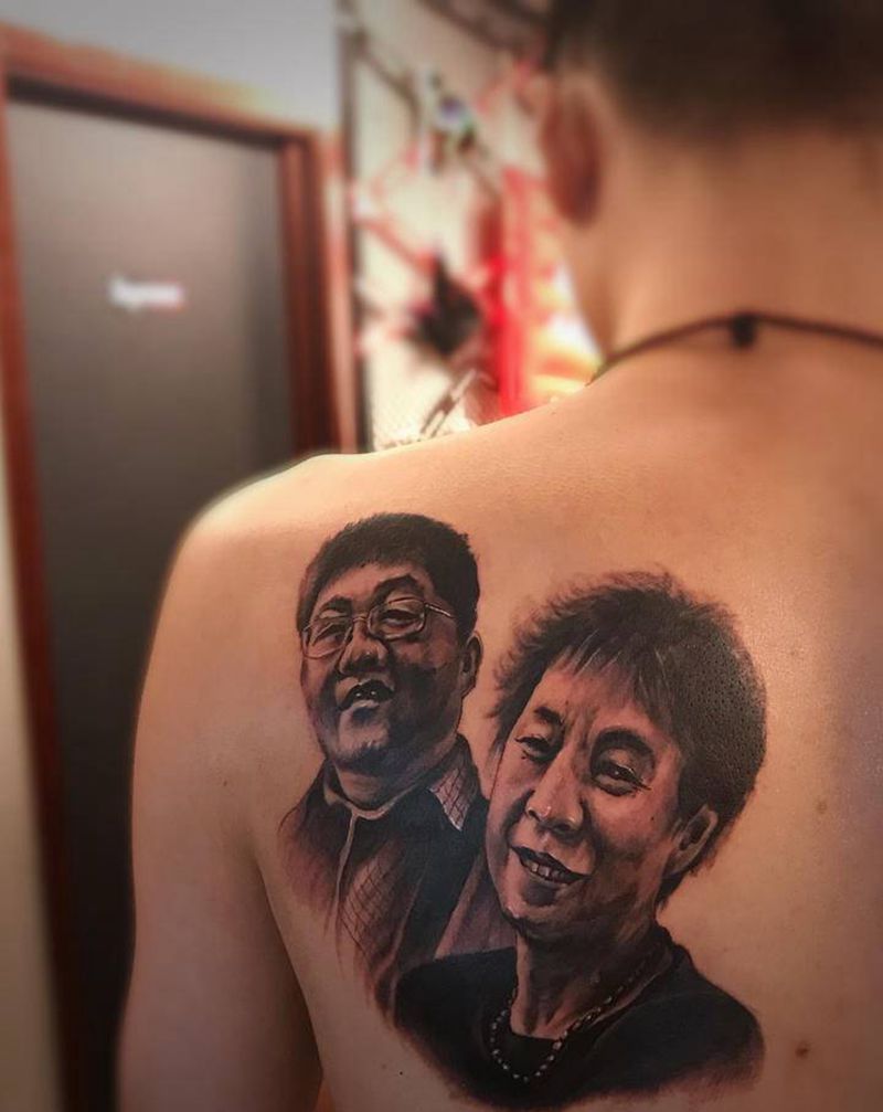 肖像//纹身图片_背部欧美写实纹身图案