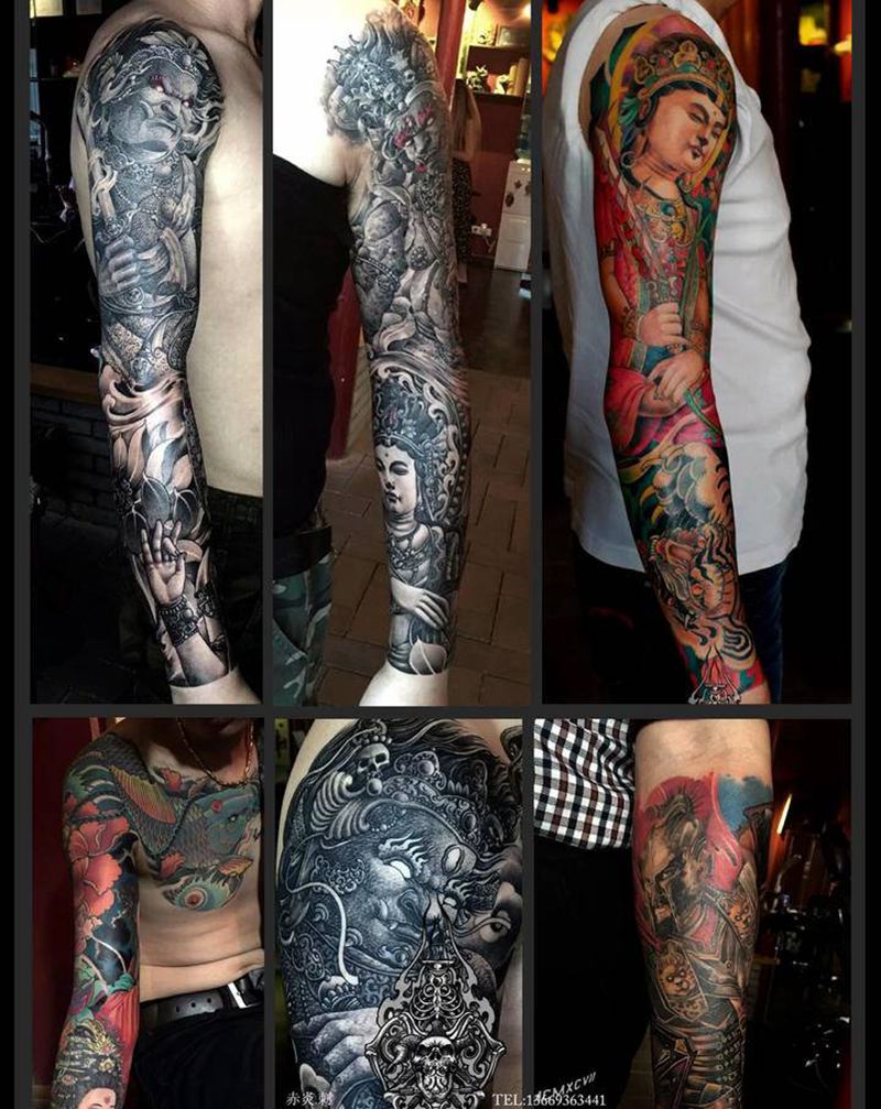 靳凯作品纹身图片_手臂胸部新传统纹身图案