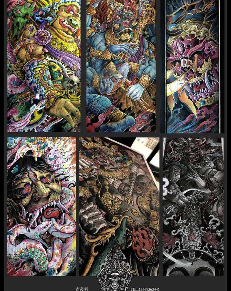 兰州赤炎刺靳凯绘画作品纹身图片_新传统纹身图案