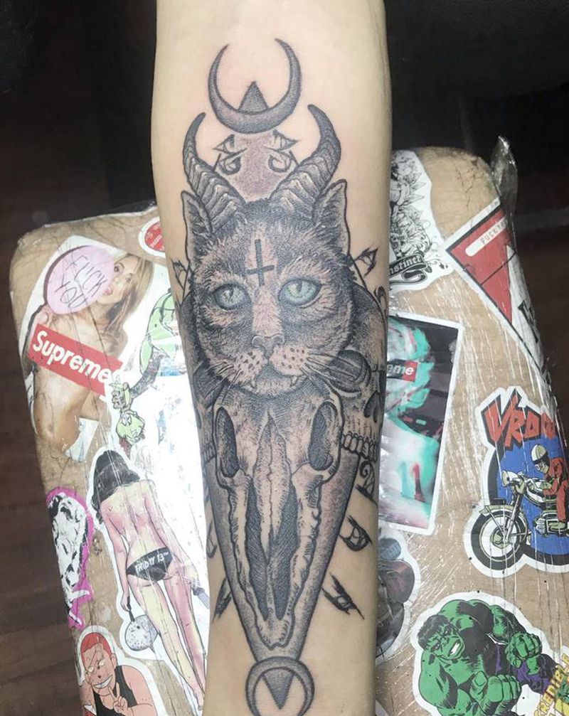 猫纹身图片_手臂纹身图案