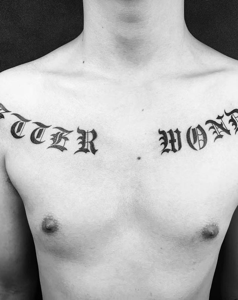 哥特花体纹身图片_颈部肩部纹身图案