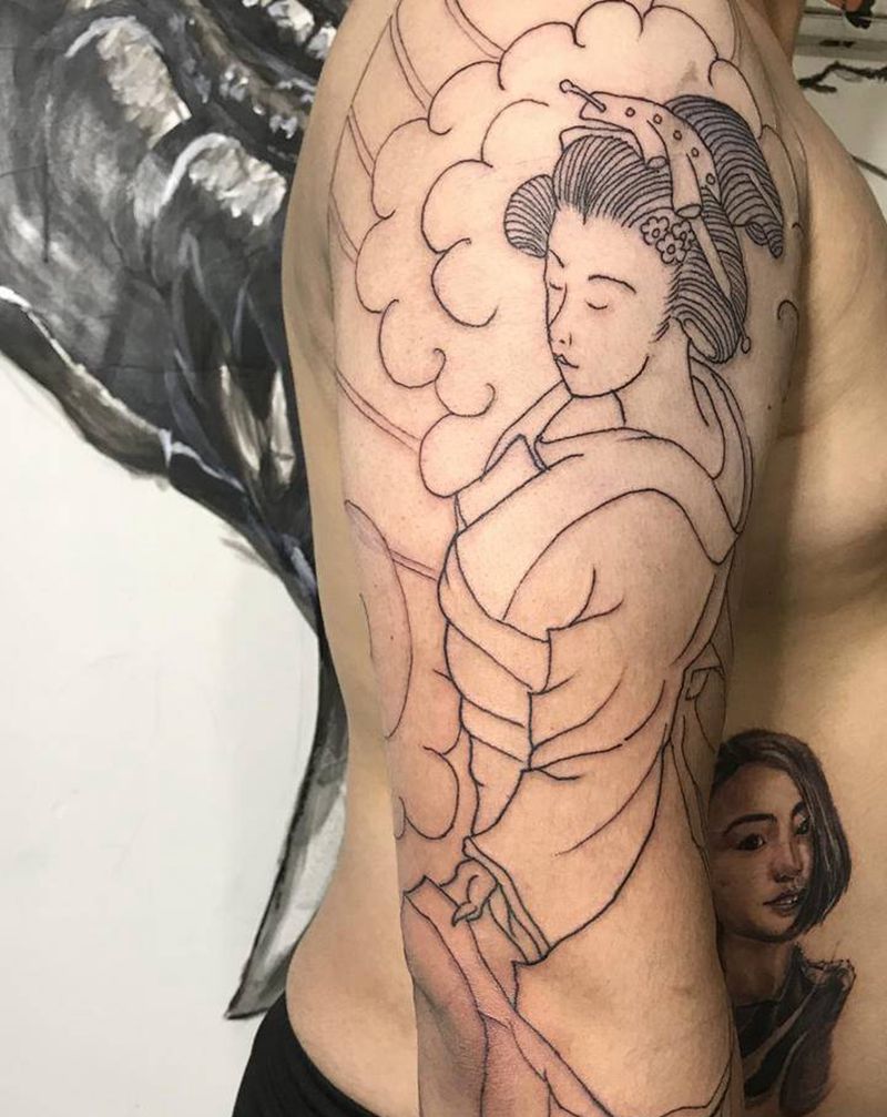 传统花臂纹身图片_手臂老传统纹身图案