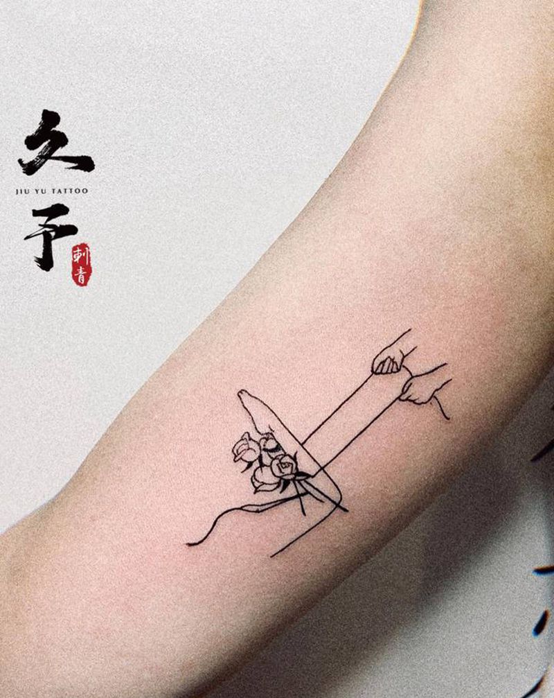 不期而遇纹身图片_手臂几何纹身图案